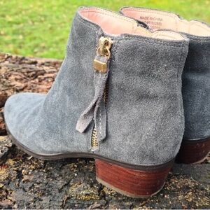 Chic Gray Suede Heeled Boots
